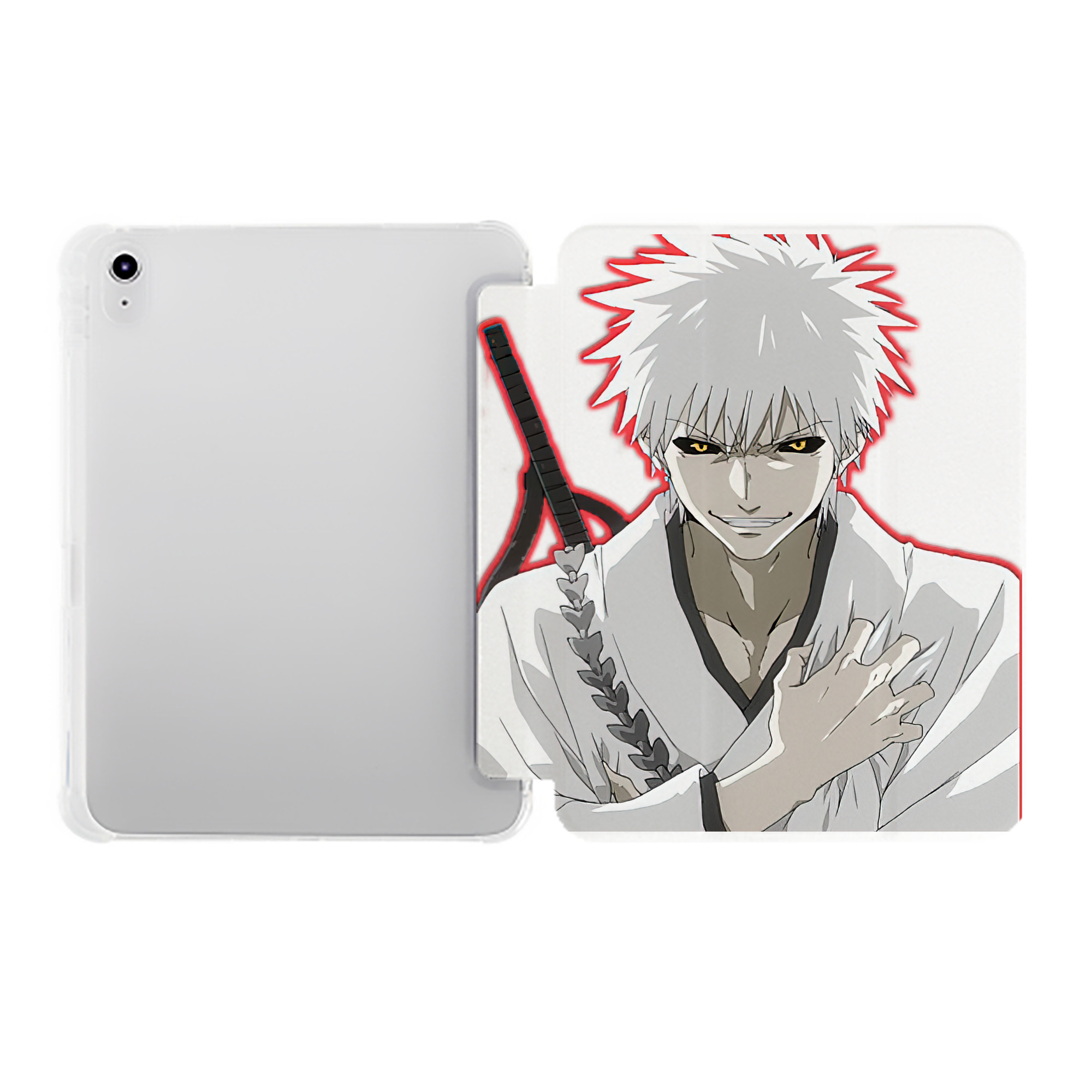（画像用） ブリーチ 黒崎一護（くろさき いちご）BLEACH Kurosaki Ichigo IPad ケース ペン収納付き 三つ折りスタンド PUレザー×シリコン 対応機種9.5/10.5/10.9インチ